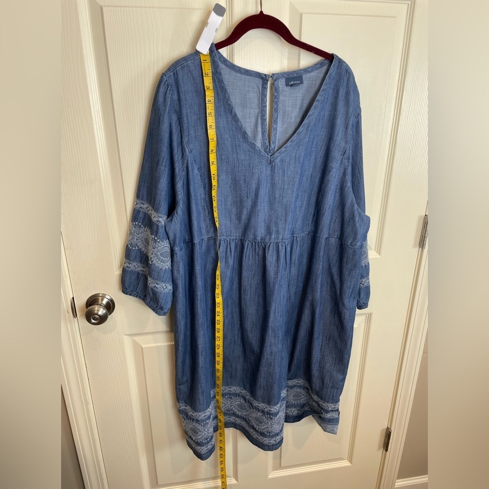 J Jill embroidered Blue Denim Dress Tunic 2x - Picture 10 of 12